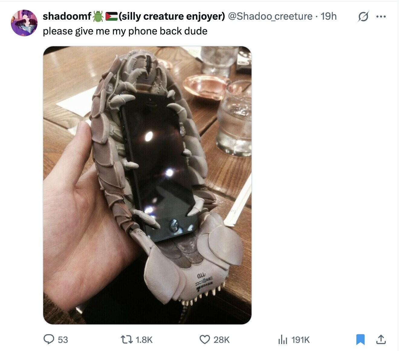 shadoomf (silly creature enjoyer) @Shadoo_creeture . 19h S ... please give me my phone back dude au 53 1.8K 28K del 191K