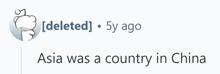  ] . 5y ago Asia was a country in China 