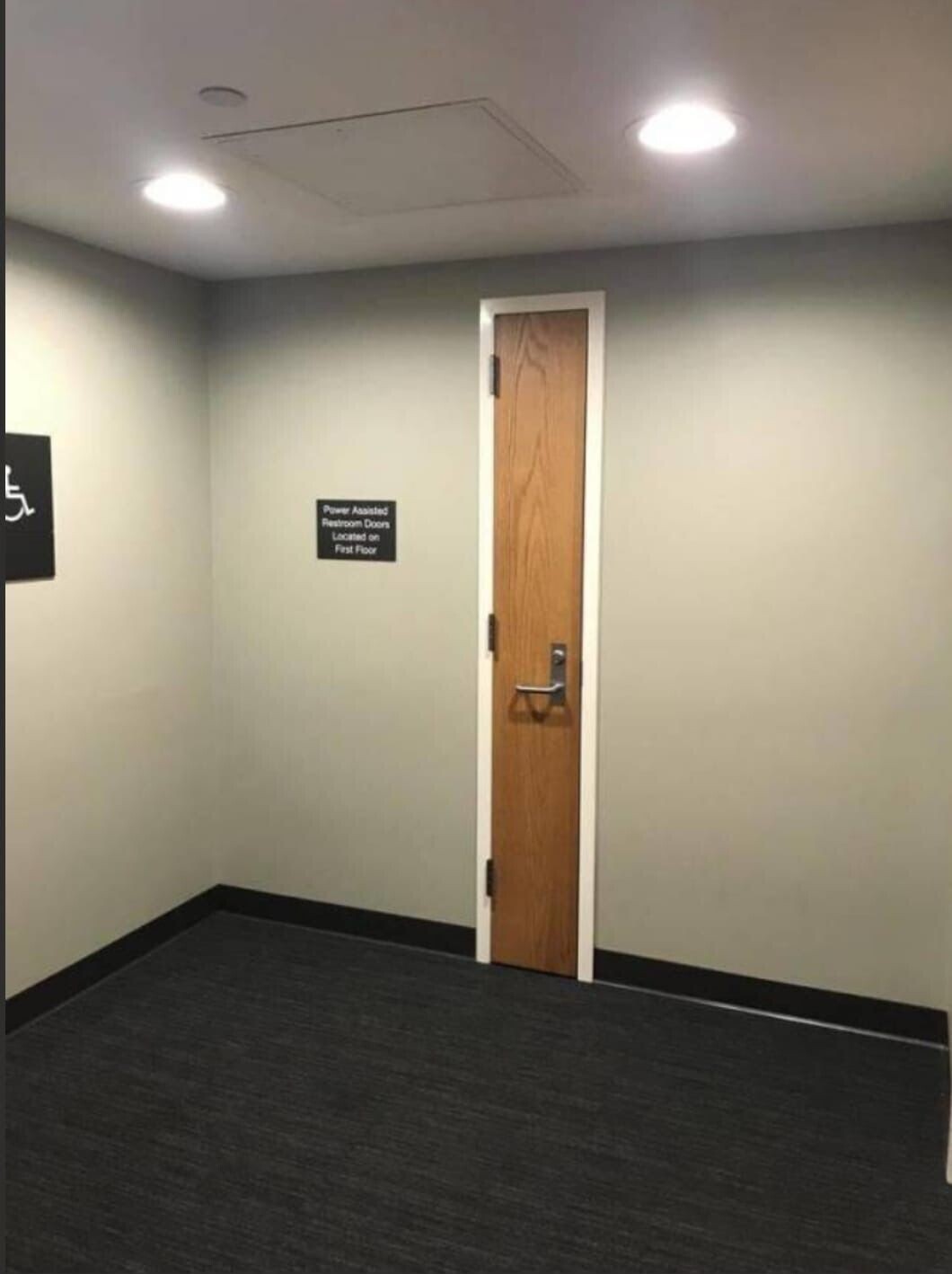 5 Power Assisted Restroom Doers Located on First Floor