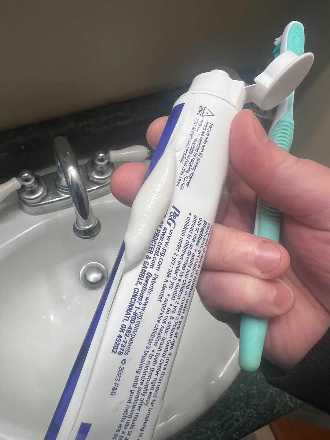 day or use as directed by a amount in children under 6 yrs. swallowed, dsoy out get reach medical of children help or و yrs. Poison of If more used for brushing is or a children contact under 2 a age. Control Center than right away. children under 2 yrs.: ask a dentist Recycle tube with #2 plastics wherever supervise not swallow children's brushing tubes are collected for recycling. This tube may not 3 recyclable in your area. Learn HDPE more at crest.com/recycling. Directions adults and dentist yrs. do & older: brush teeth to minimize thoroughly swallowing after habits meals