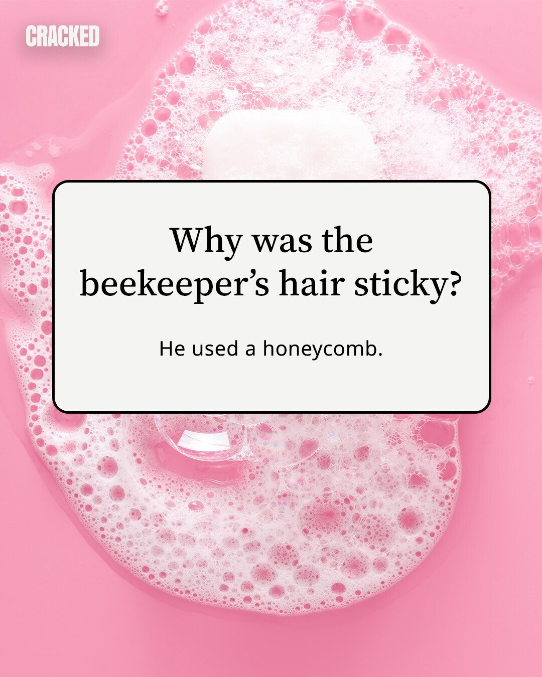 CRACKED Why was the beekeeper's hair sticky? Не used a honeycomb. 
