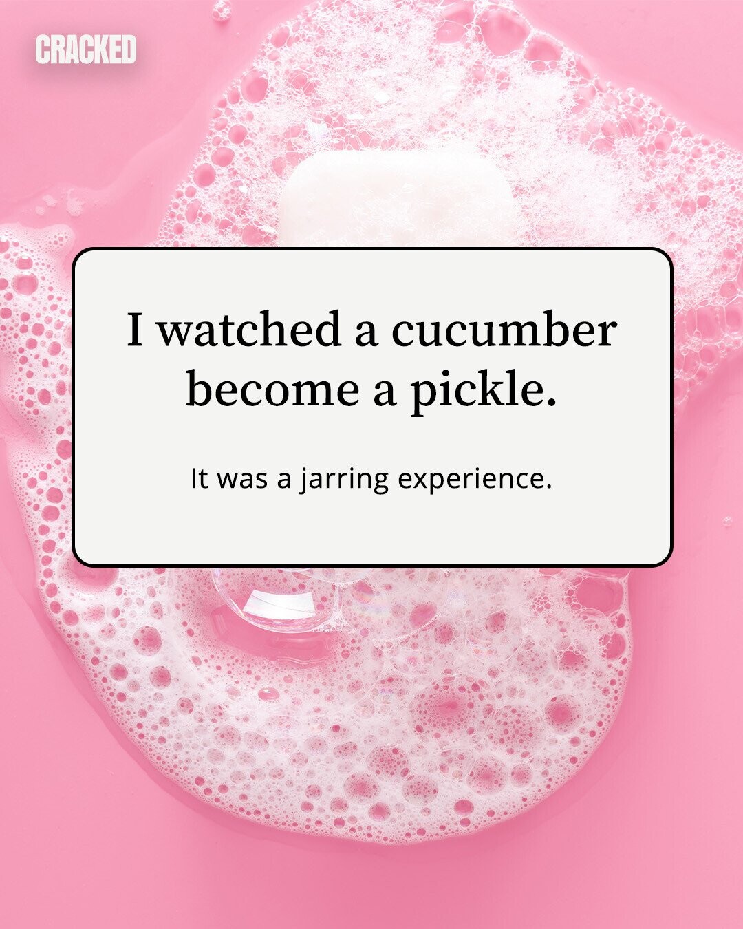 CRACKED I watched a cucumber become a pickle. It was a jarring experience. 