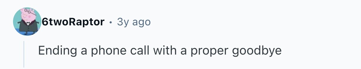 6twoRaptor . 3y ago Ending a phone call with a proper goodbye 