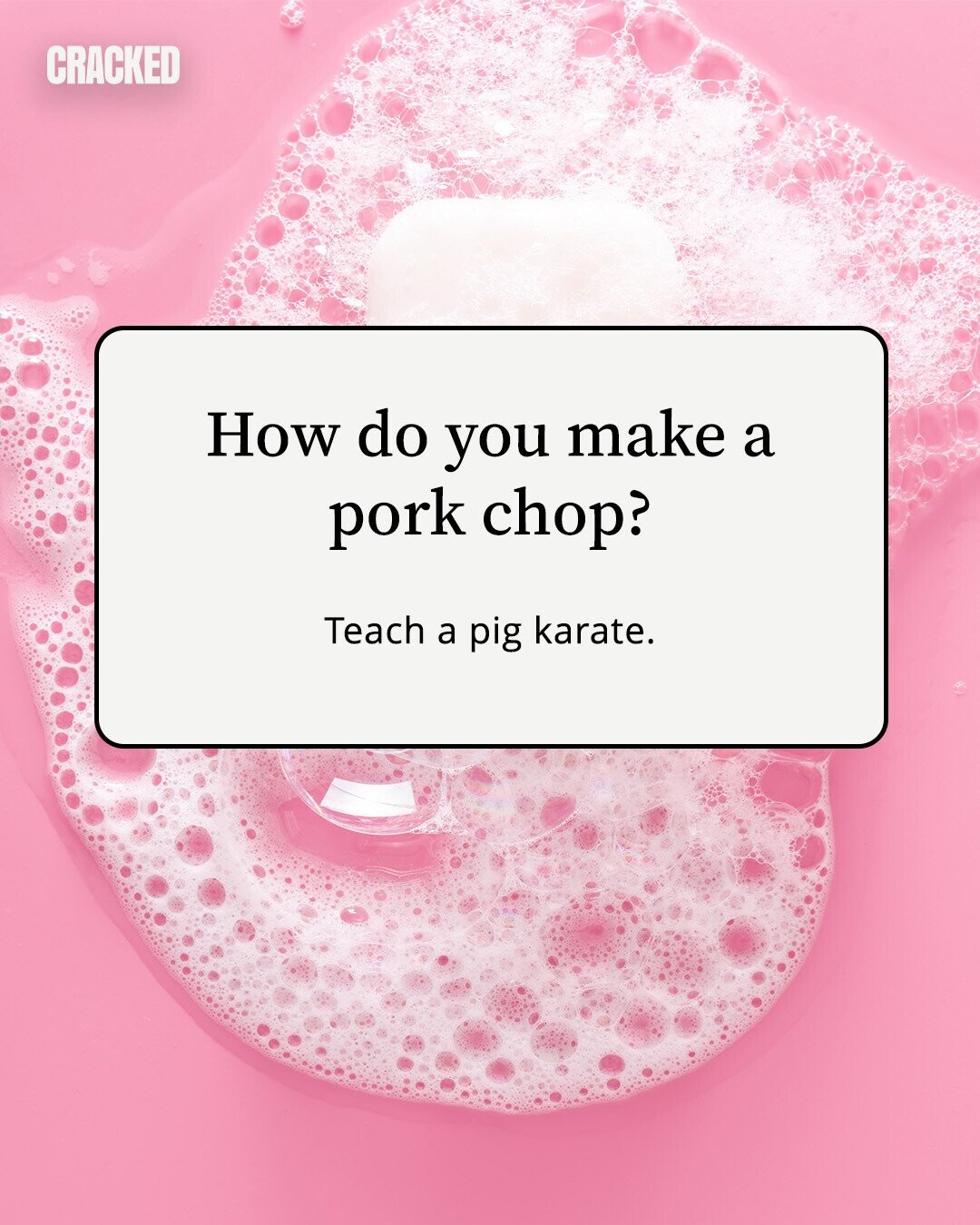 CRACKED How do you make a pork chop? Teach a pig karate. 