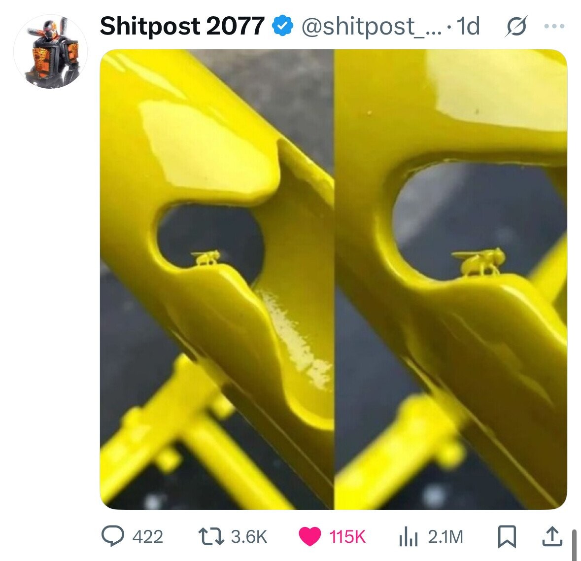 Shitpost 2077 @shitpost_... 1d s ... 422 3.6K 115K del 2.1M 