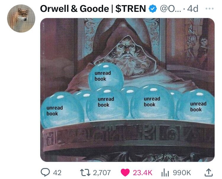 @O....4d ... Orwell & Goode | $TREN unread book unread unread unread book book unread book book 42 2,707 23.4K 990K 