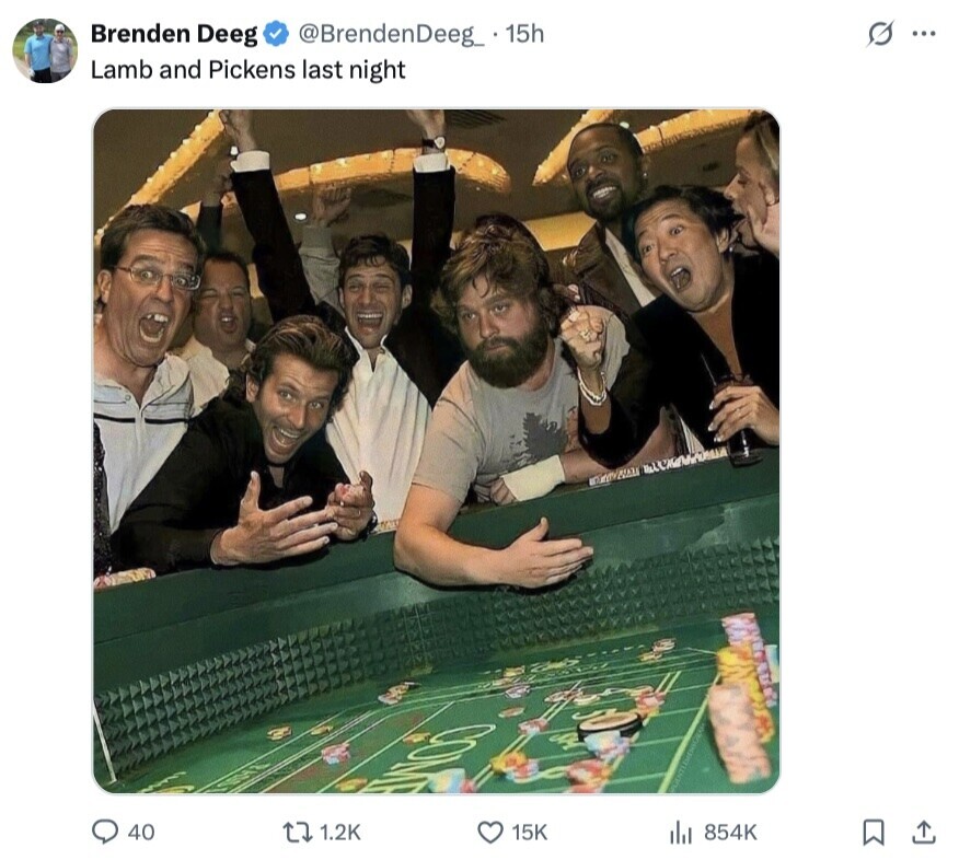 Brenden Deeg @BrendenDeeg_ .15h s ... Lamb and Pickens last night HWOO 40 1.2K 15K 854K 