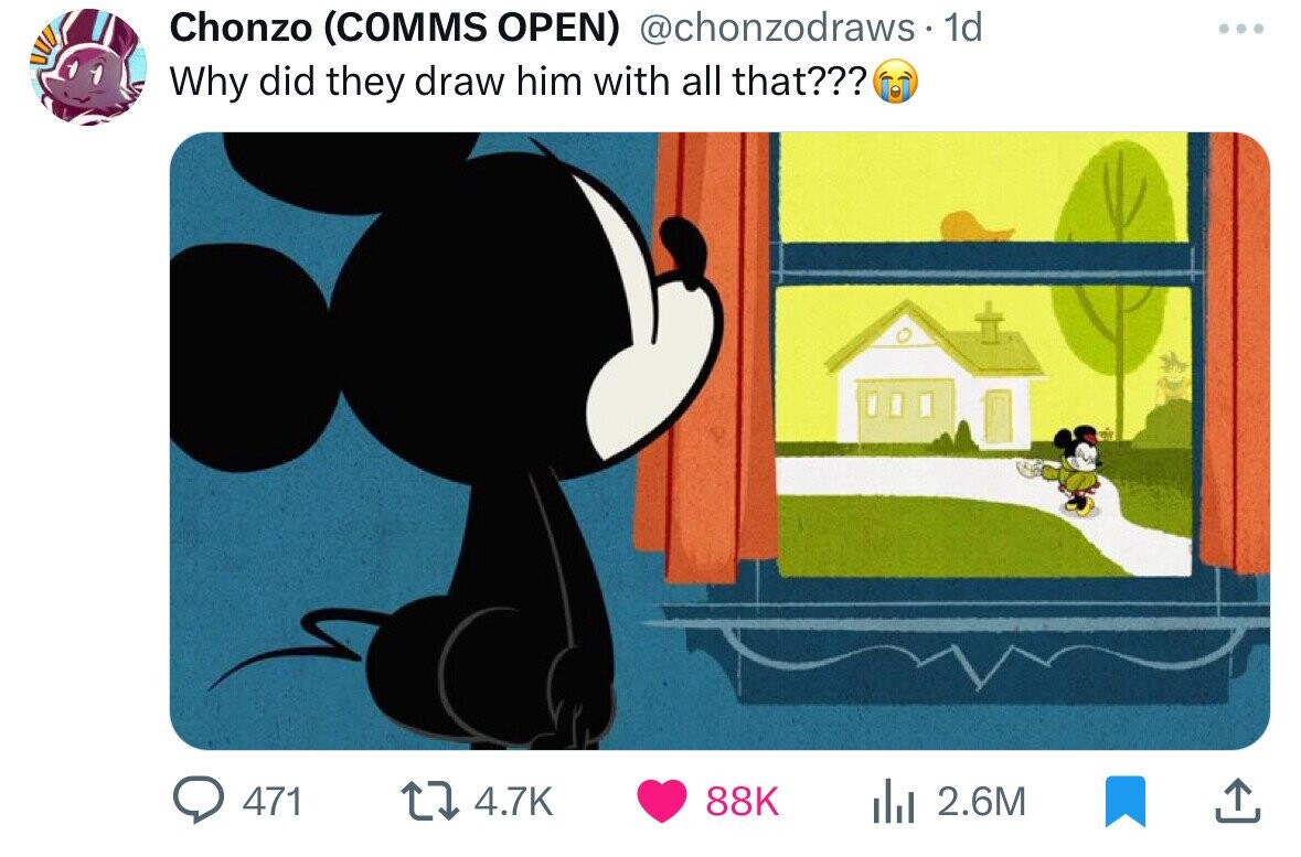 Chonzo (COMMS OPEN) @chonzodraws 1d Why did they draw him with all that??? 471 4.7K 88K del 2.6M