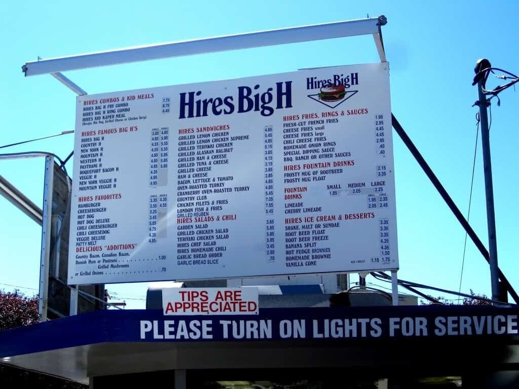 Hires BigH HIRES COMBOS & KID MEALS 7.75 HIRES BIG II FRI COMBO 1.75 HIRES BIG H RING COMBO 4.45 MIRES KID KAPER MEAL (Meeper M Del Done 4 Dade Mra) Hires BigH HIRES FRIES. RINGS & SAUCES HIRES FAMOUS BIG H'S 485 - 1.95 3.89 PALL HIRES SANDWICHES FRESH-CUT FRENCH FRIES HIRES BIG II 4.85 2.95 4.93 5.85 CHEESE FRIES small GRILLED LEMON CHICKEN COUNTRY и 4.45 5.45 4.55 5.55 CHEESE FRIES large GRILLED LEMON CHICKEN SUPREME NEW YORK II 4.85 4.45 4.55 5.55 CHILI CHEESE FRIES GRILLED TERIYAKI CHICKEN MOUNTAIN H für 15 2.95 4.65 5.85 HOMEMADE ONION