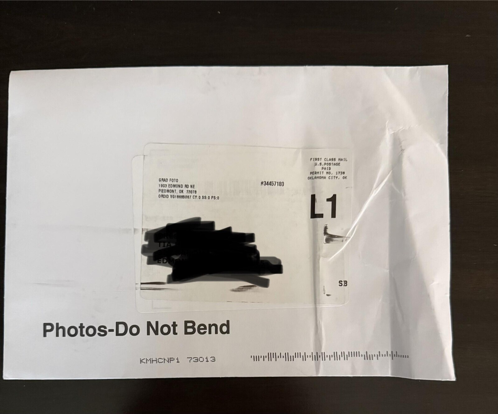 FIRST CLASS MAIL U.S.POSTAGE PAID PERMIT NO, 1730 OKLAHOMA CITY. OK GRAD FOTO #34457180 1903 EDMOND RD NE PIEDMONT OK 73078 ORDID VG10685067 CY:0 SS:0 PS:0 L1 SB Photos-Do Not Bend KMHCNP1 73013