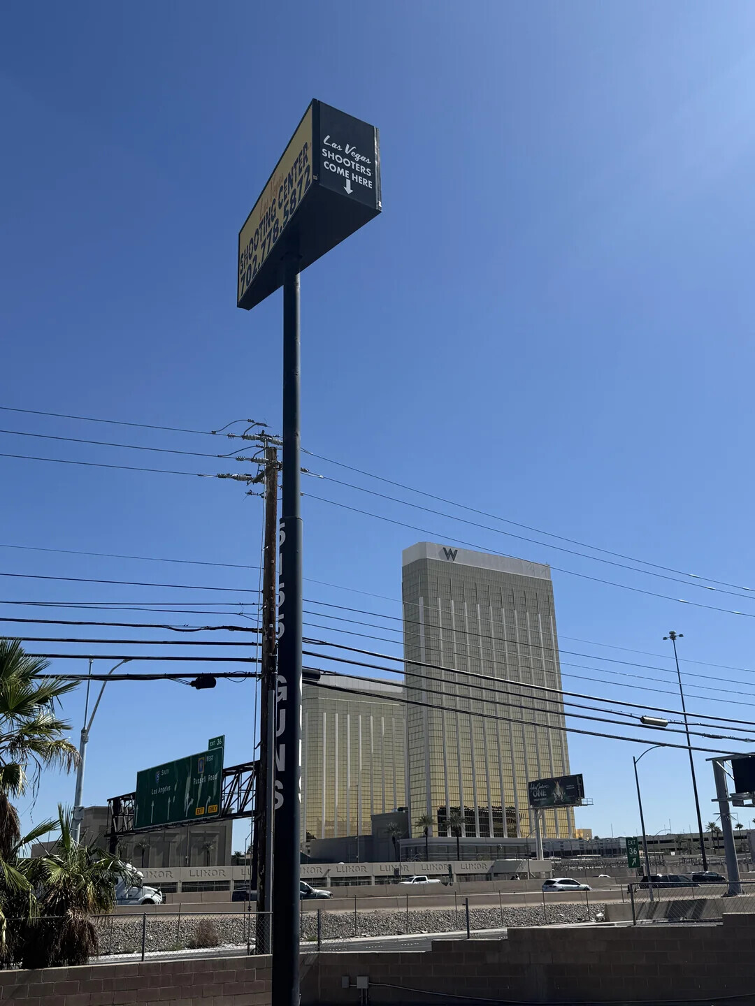 Las Vegas SHOOTERS COME HERE ملصد ححي OX 36 es South Russell Road Let Angeles ONE ONE m EXIT 36 1 LUNOR LUNDR LUNOR LUN R INOR LUXOR INOR