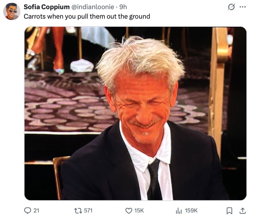 Sofia Coppium @indianloonie. 9h s ... Carrots when you pull them out the ground 21 571 15K 159K 