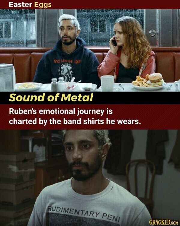 Easter Eggs YOUTH OF Sound of Metal Ruben's emotional journey is charted by the band shirts he wears. RUDIMENTARY PENI CRACKED.COM