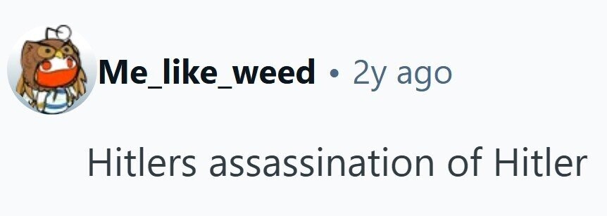 Me_like_weed 1.2y ago Hitlers assassination of Hitler