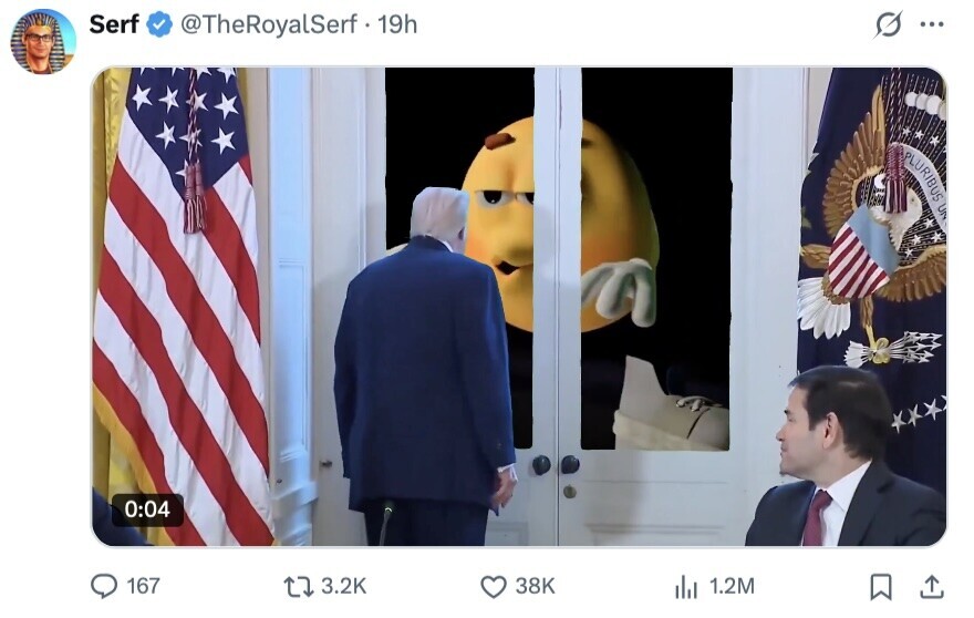 Serf @TheRoyalSerf·1 19h G ... PLURIBUS UN 0:04 167 3.2K 38K del 1.2M 