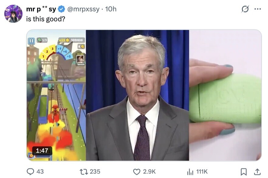 mr p** sy s ... @mrpxssy 10h is this good? 1/5 39 100436 4 3 +7 2 +6 THE - 1 +5 1064130 1:47 43 235 2.9K del 111K 