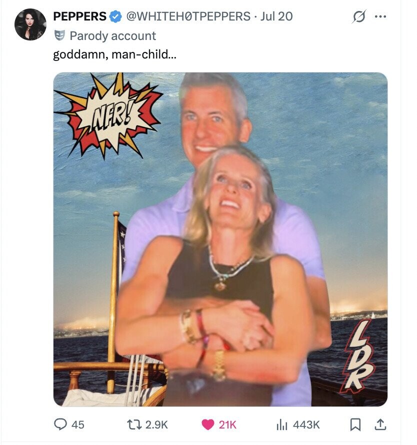 PEPPERS @WHITEHOTPEPPERS Jul 20 s ... Parody account goddamn, man-child... NFR! GU 45 2.9K 21K del 443K