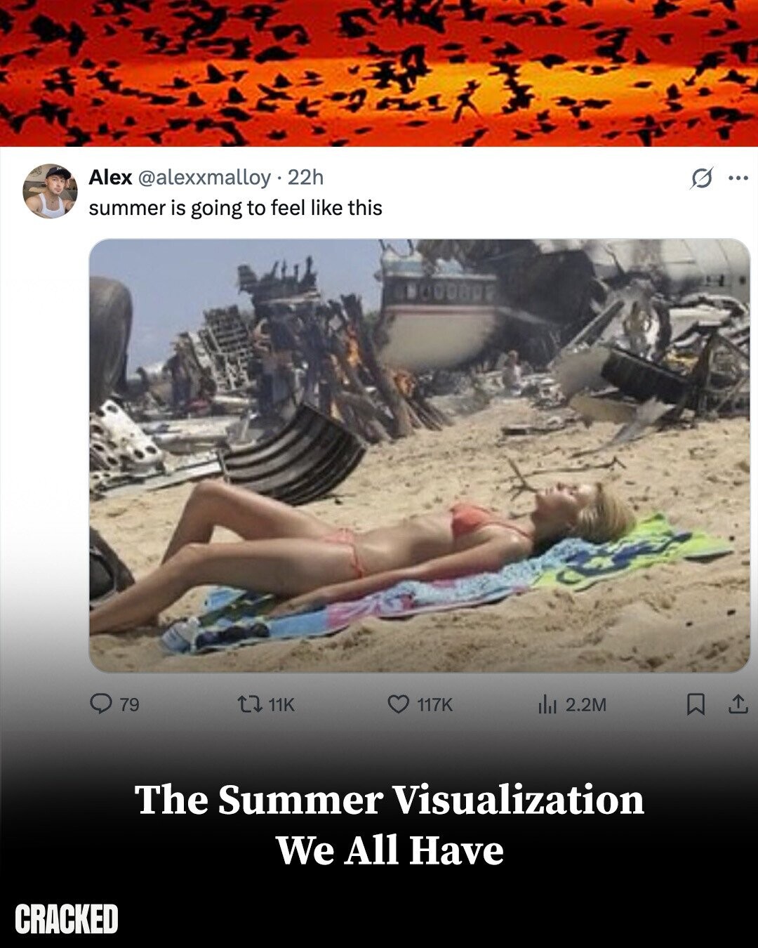 Alex @alexxmalloy 22h s ... summer is going to feel like this 79 11K 117K del 2.2M The Summer Visualization We All Have CRACKED