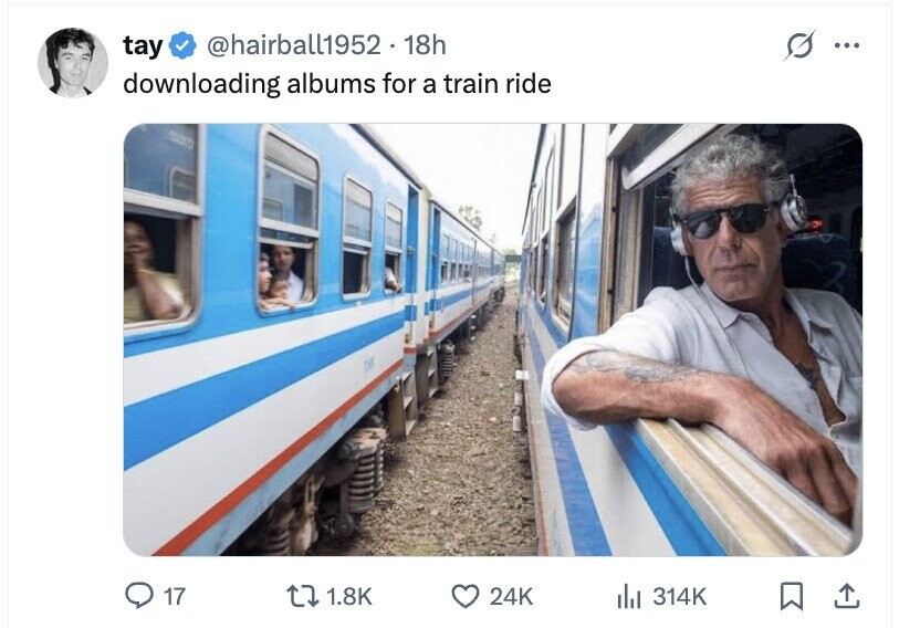 @hairball1952 . - 18h tay ... downloading albums for a train ride adidas 17 1.8K 24K del 314K