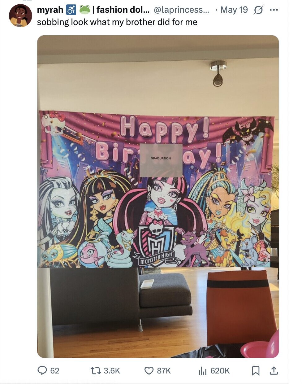 myrah 01 fashion dol... @laprincess... May 19 s ... sobbing look what my brother did for me Happy! Bir GRADUATION ay! MONSTER HIGH 62 3.6K 87K 620K