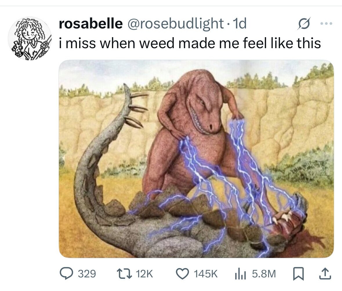 rosabelle @rosebudlight - 1 1d s ... i miss when weed made me feel like this 329 12K 145K del 5.8M