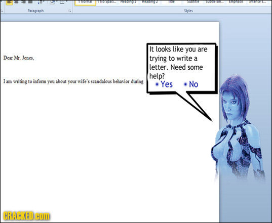 7701130 742000001 7370102 17 20004 6SE Psragraph Sthyles It looks like you are Dear Mr. Jones. trying to write a letter. Need some help? I am writing