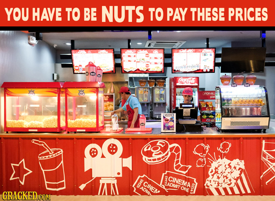 YOU HAVE TO BE NUTS TO PAY THESE PRICES er RCxT tet 5A CINEMA SH CINEM ADMIT ADMY ONE 022445 0 GRACKED COM