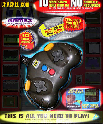 CRACKED.COM VIDED GAMES NU CONSOLE BUILT RIGHT IN REOUIREDI uLyou netd RE U INPUTRCKS OYOOR TUL GAMES THIS IS ALL YOU NEED VIDEO oAC YTEM in TO PLAY!