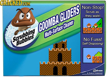 GRAGKEDCON Non-Stop! Scrub 35 they WAlk! LOMBAGUIDERSN Cleaner Mut-Surce Scrubbind No Fuss! Bubblies Self Disposing! 1 LLUUUUULL CJohnsen CMS