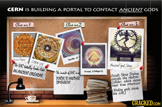 CERN IS BUILDING A PORTAL TO CONTACT ANCIENT GODS Cue m.1 Cee ns.2 Clue 3 n. Andod Godsr CERN Inelte The tHC LHC olally Antiort Shin lookes god ANANCI