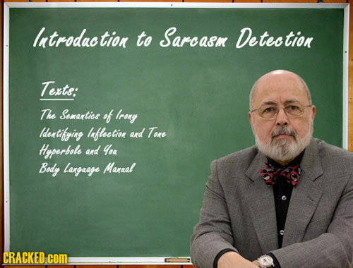 lntrodacti to Sarcasm Detection Texts: The Senantics of Irany ldentifying lflection ard Tore Heperbole ard Yoa Body Langaage Maraal CRACKED.com