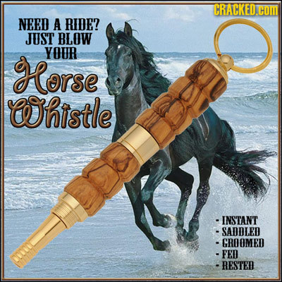 CRACKED.COM NEED A RIDE? JUST BLOW Horse YOUR histle INSTANT - SADDLED GROOMED - FED -RESTER 