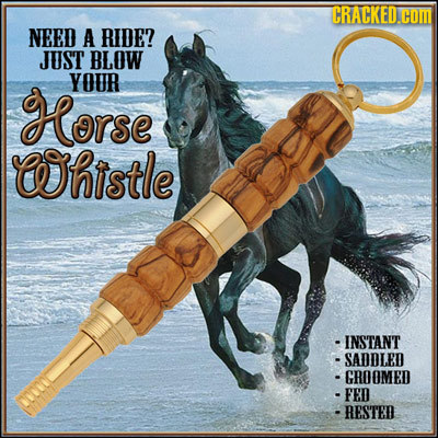 CRACKED.COM NEED A RIDE? JUST BLOW Horse YOUR histle INSTANT - SADDLED GROOMED - FED -RESTER