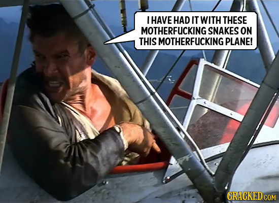 I HAVE HAD IT WITH THESE MOTHERFUCKING SNAKES ON THIS MOTHERFUCKING PLANE! CRACKED