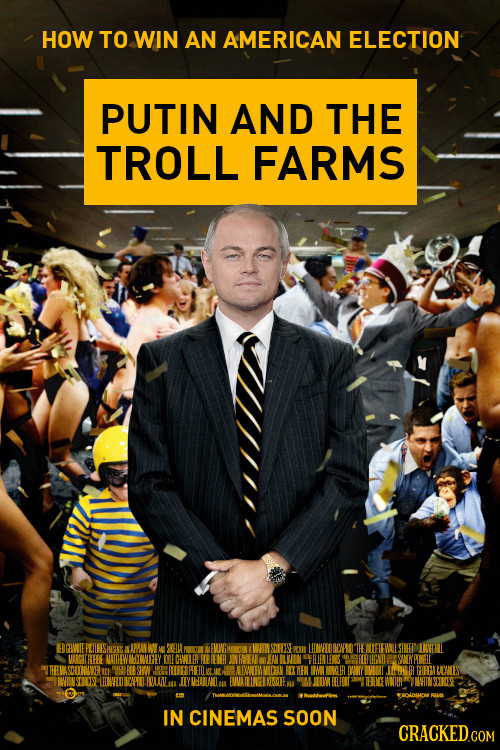 HOW TO WIN AN AMERICAN ELECTION PUTIN AND THE TROLL FARMS ED CAWIIE IVIY THE ISTED IWLL VIRGT THHE MOTTHEWIHDNFHY ICE HIN HAUCWESY IN CINEMAS SOON CRA