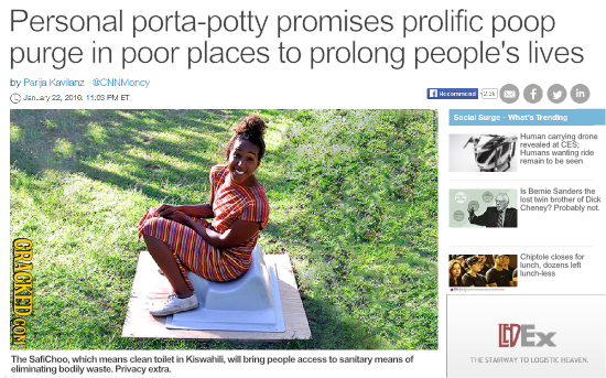 Personal porta-potty promises prolific poop purge in poor places to prolong people's lives by Paris Kavilariz CNNMoncY HECOrnencas f 2016 11:03 FA ET 