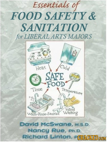 Essentials of FOOD SAFETY & SANITATION for LIBERAL ARTS MAJORS Cold Heat SAFE FOOD Time Temperature Hand Wash-Rinse-Sanitize Washing David McSwane. H.
