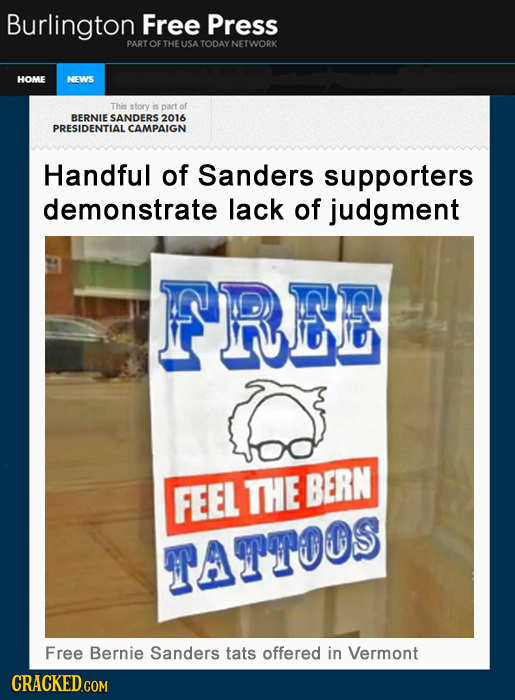 Burlington Free Press PART OFTHEUSA TODAYNETWORK HOME NEWS This story is part of BERNIE SANDERS 2016 PRESIDENTIAL CAMPAIGN Handful of Sanders supporte
