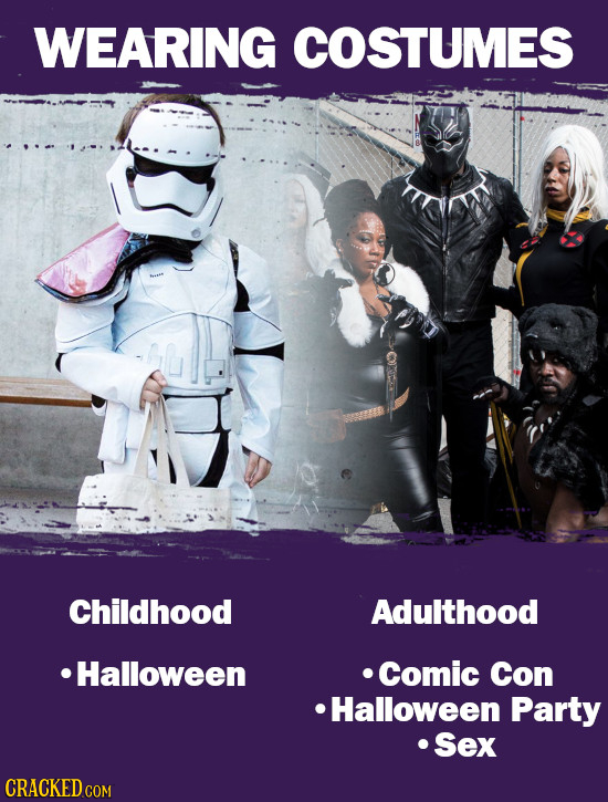 WEARING COSTUMES Childhood Adulthood Halloween Comic Con Halloween Party Sex 