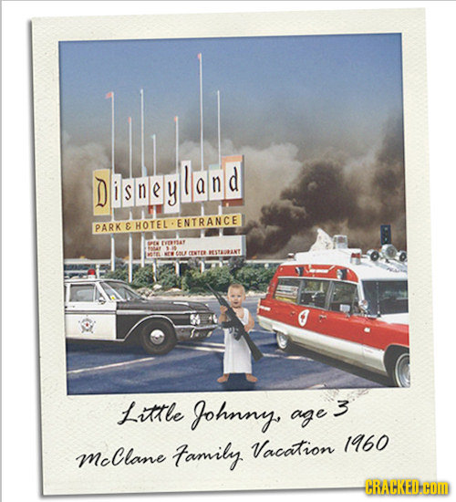 Disneyland ENTRANCE PARK E HOTEL E EEtAF ENL CNTER ESTENT Litrle Johnny age 3 amily. Vacation 1960 MoClane -CRACKED.cOM