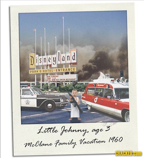 Disneyland ENTRANCE PARK E HOTEL E EEtAF ENL CNTER ESTENT Litrle Johnny age 3 amily. Vacation 1960 MoClane -CRACKED.cOM 
