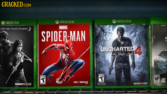 XBOXONE XBOXONE XBCKXONE MAWR OF TH YLAR AWARDS SPIDER-MAN UNCHARTED 4 A Thiefs &d grr T T RP 0 INSOMNIAC NALIGHTY -yr NALOHYTY
