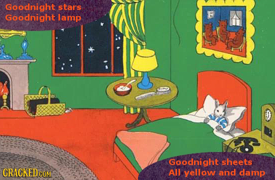 Goodnight stars Goodnight lamp Goodnight sheets CRACKED ALl yellow and damp 