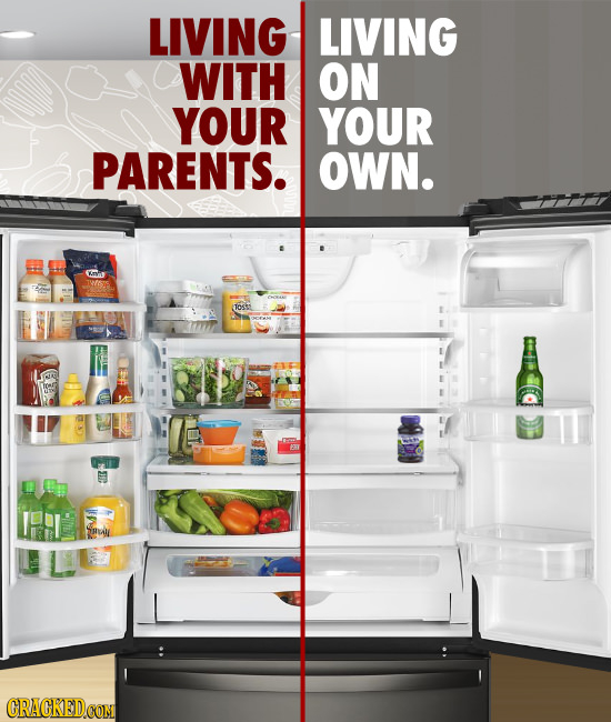 LIVING LIVING WITH ON YOUR YOUR PARENTS. OWN. ose CRACKEDCON