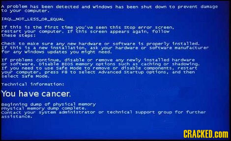 A problem bas been detected and windows has been hut doyuin to prevent damage tO your computer. IRQL NOT_LESSORLEQUAL IF thie 1s the first time you've