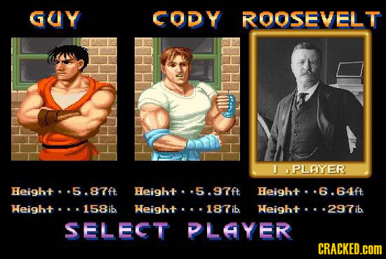 GUY CODY ROOSEVELT 1 PLAYER Heigh+ 5.87ft. Heigh+. 5.97ft. Height 6.64ft. Height 158ib. Heigbt 187ib. Height 297ib SELECT PLOYER CRACKED.COM