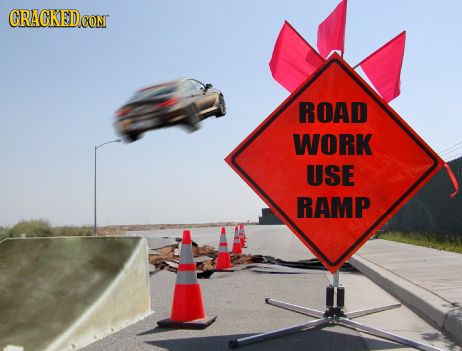 CRACKED CON ROAD WORK USE RAMP