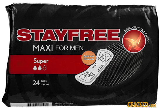 STAYFREE AAIMUN DRY MAXI FOR MEN AntisLeak Super Channels 24 pads toallas CRAGKEDOON