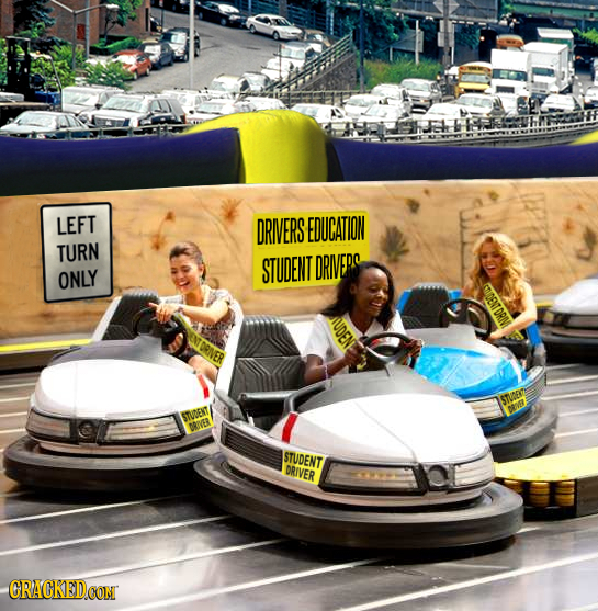 LEFT DRIVERS EDUCATION TURN STUDENT DRVERS ONLY UDEN INHGIGO DPMVB STVOENT DRVER STUDENT ORIVER CRACKEDCON