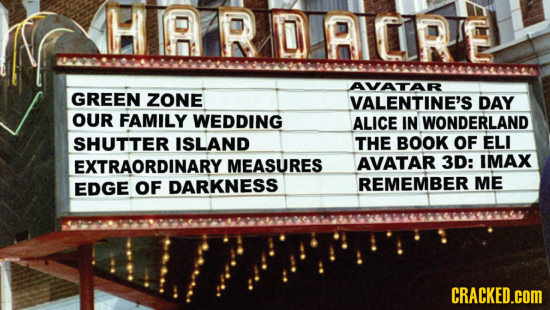 HIARDAICRE AVATAR GREEN ZONE VALENTINE'S DAY OUR FAMILY WEDDING ALICE IN WONDERLAND SHUTTER ISLAND THE BOOK OF ELI EXTRAORDINARY MEASURES AVATAR 3D: I